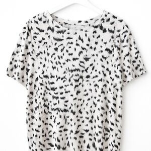Nine West Monochrome Animal Print Short Sleeve Tee